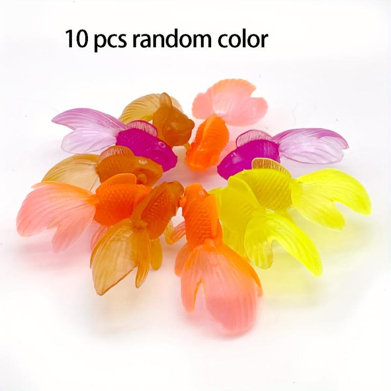 10Pcs Multicolor Rubber Goldfish Bath Toy Water Play Games Toys