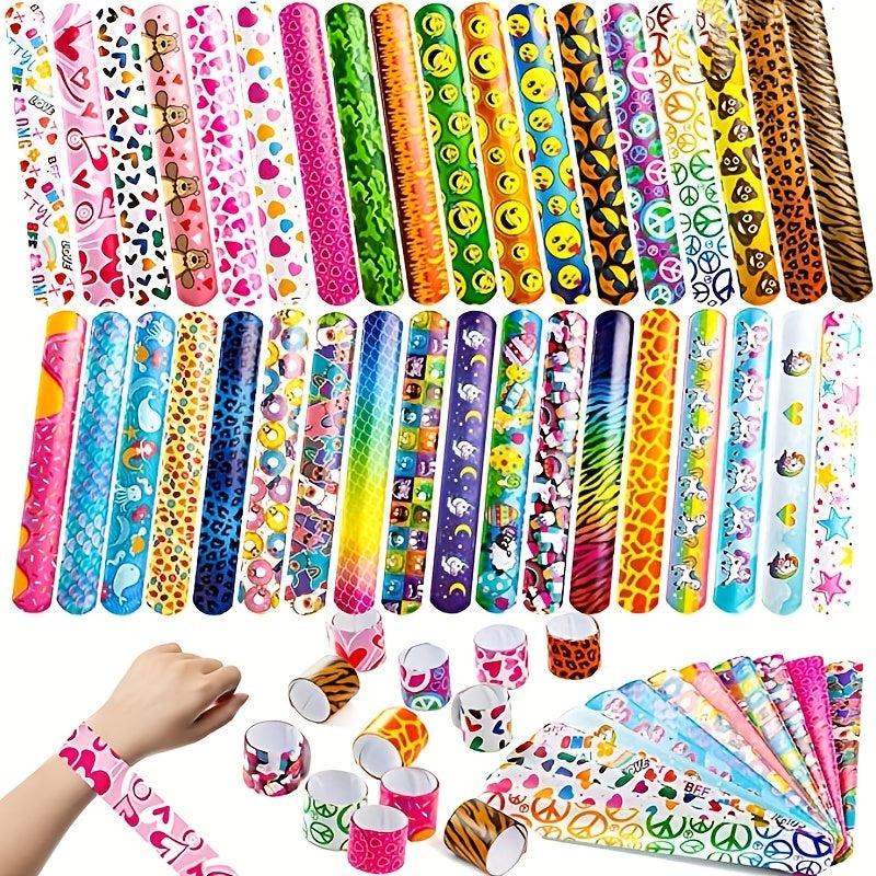 10pcs Slap Bracelet Kids Bulk Wristband Animals Print Easter Party Favors
