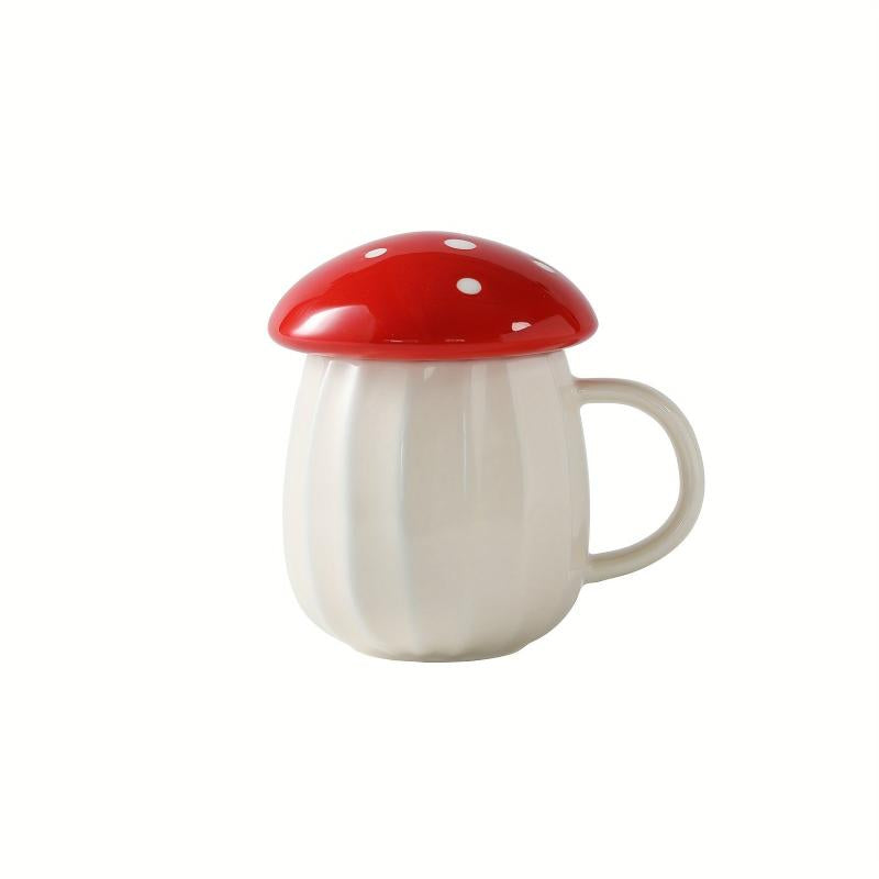 Creative Mushroom Cup Mug With Lid Coffee Cup Drinking Water Ceramic Cup