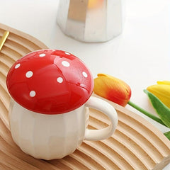 Creative Mushroom Cup Mug With Lid Coffee Cup Drinking Water Ceramic Cup