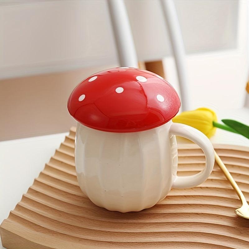 Creative Mushroom Cup Mug With Lid Coffee Cup Drinking Water Ceramic Cup