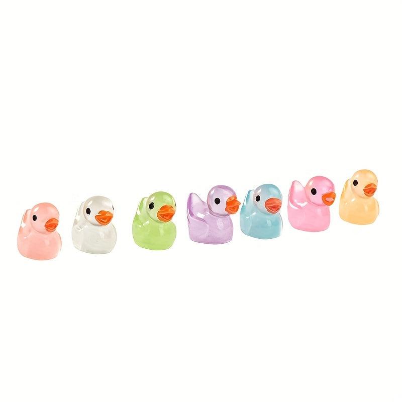 12pcs Luminous Duck Cartoon Doll Micro Landscape Resin Creative Toy