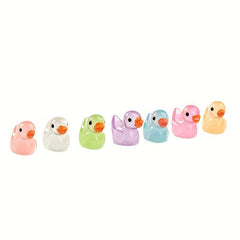 12pcs Luminous Duck Cartoon Doll Micro Landscape Resin Creative Toy