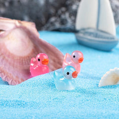 12pcs Luminous Duck Cartoon Doll Micro Landscape Resin Creative Toy