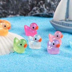 12pcs Luminous Duck Cartoon Doll Micro Landscape Resin Creative Toy