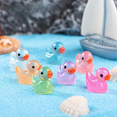 12pcs Luminous Duck Cartoon Doll Micro Landscape Resin Creative Toy