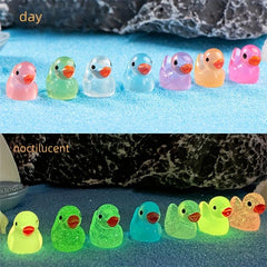 12pcs Luminous Duck Cartoon Doll Micro Landscape Resin Creative Toy