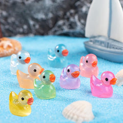 12pcs Luminous Duck Cartoon Doll Micro Landscape Resin Creative Toy
