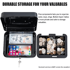 Medium Cash Box With Money Tray Small Safe Lock Box With Key Cash Drawer