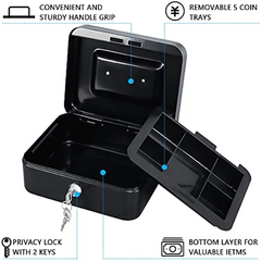 Medium Cash Box With Money Tray Small Safe Lock Box With Key Cash Drawer