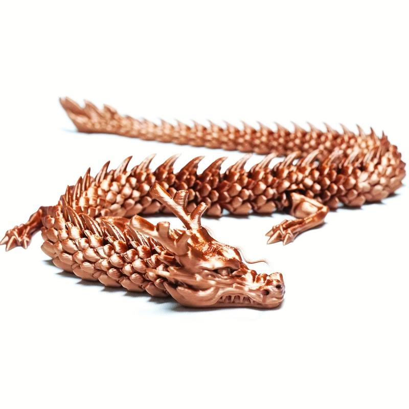 Handcrafted Red Copper 3D Dragon Toy God Dragon Joint Movable Ornament