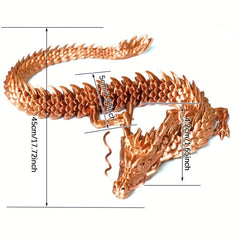 Handcrafted Red Copper 3D Dragon Toy God Dragon Joint Movable Ornament