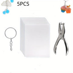 5pcs Blank Heat Shrink Sheets Kit with Shrink Keys Punch for DIY Ornaments