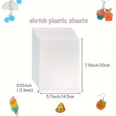 5pcs Blank Heat Shrink Sheets Kit with Shrink Keys Punch for DIY Ornaments