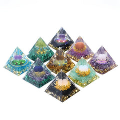 Orgone Pyramid & Amethyst Crystal Ball Set for Positive Energy