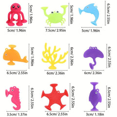 9Pcs Baby Sucker Toy Colorful Puppet Ocean Animal Bath Toys