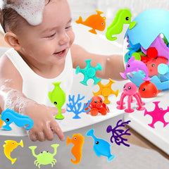 9Pcs Baby Sucker Toy Colorful Puppet Ocean Animal Bath Toys