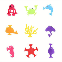 9Pcs Baby Sucker Toy Colorful Puppet Ocean Animal Bath Toys