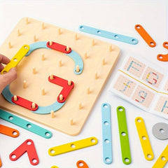 Montessori Nail Board Puzzle Educational Building Column Toy