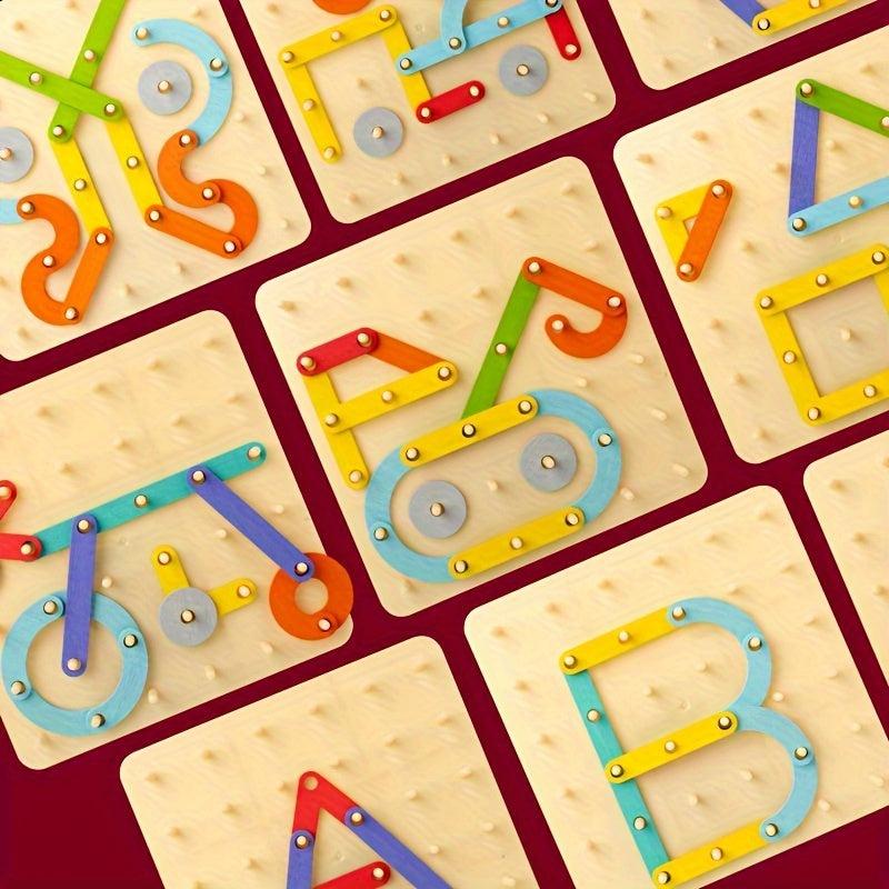Montessori Nail Board Puzzle Educational Building Column Toy