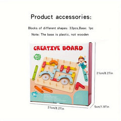 Montessori Nail Board Puzzle Educational Building Column Toy