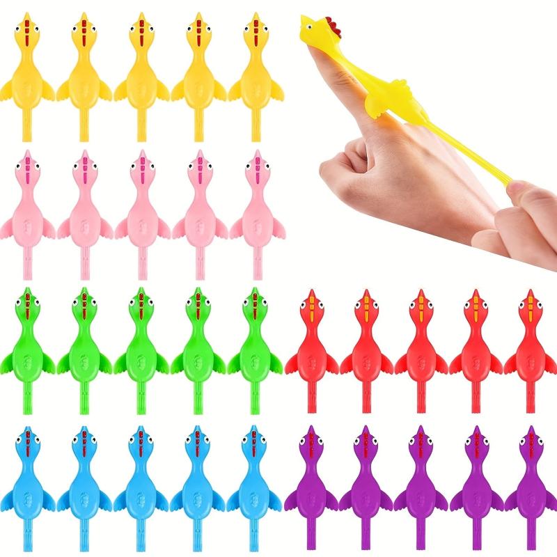 30-Piece Set of Catapult Chickens & Turkeys TPR Rubber w/ Finger Slingshots