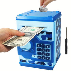 Electronic Mini ATM Bank Toy For Kids Auto Scroll Paper Money Safe Coin Banks