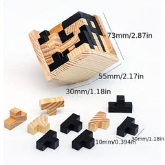 Wooden Magic Bucket 54T Lock Building Block Cube Classic Puzzle