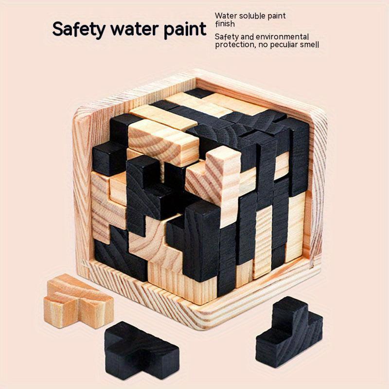 Wooden Magic Bucket 54T Lock Building Block Cube Classic Puzzle