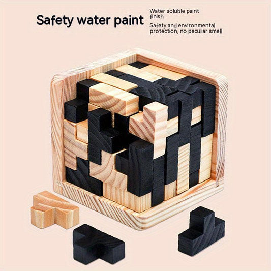 Wooden Magic Bucket 54T Lock Building Block Cube Classic Puzzle