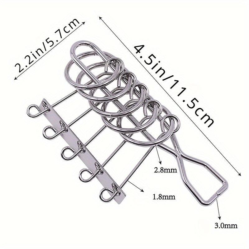 Five Ring Metal Wire Puzzles Brain Teaser Educational Games