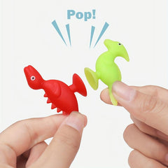 8pcs Baby Soft Silicone Sucker Toy Colorful Dinosaur Sensory Bath Toys