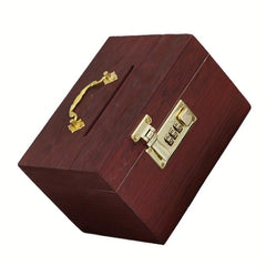 Vintage Wooden Piggy Bank Coin Bank With Lock Money Box Adults