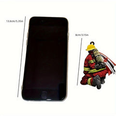 4pcs Christmas Firefighter Acrylic Car Pendant Double Sided Christmas Tree Decor