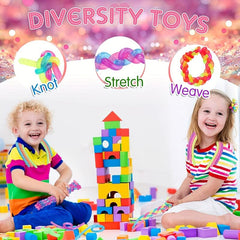 50Pcs Colorful Monkey Noodle Stretchy String Fidget Glitter Style Toys
