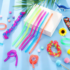 50Pcs Colorful Monkey Noodle Stretchy String Fidget Glitter Style Toys
