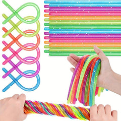 50Pcs Colorful Monkey Noodle Stretchy String Fidget Glitter Style Toys