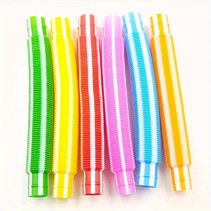 6pcs Pop Tube Colorful Decompression Telescopic Tube Toy DIY Stretch Bellows