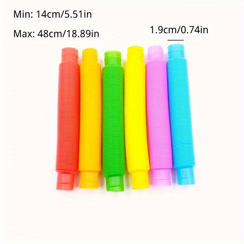 6pcs Pop Tube Colorful Decompression Telescopic Tube Toy DIY Stretch Bellows