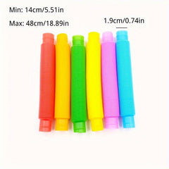 6pcs Pop Tube Colorful Decompression Telescopic Tube Toy DIY Stretch Bellows
