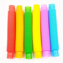 6pcs Pop Tube Colorful Decompression Telescopic Tube Toy DIY Stretch Bellows