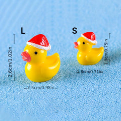 10pcs Mini Christmas Hat Yellow Duck Micro Landscape Ornament