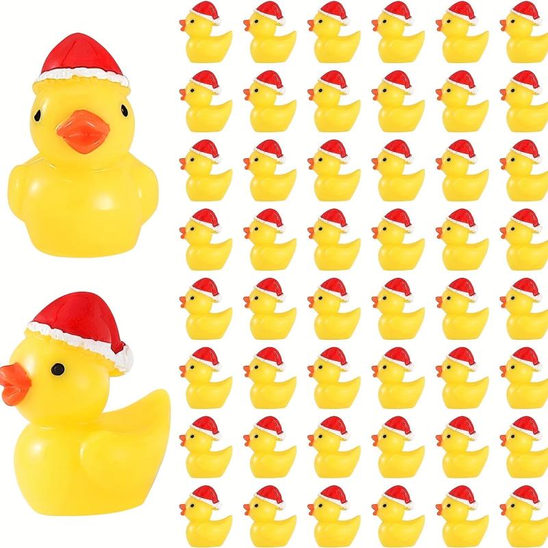 10pcs Mini Christmas Hat Yellow Duck Micro Landscape Ornament