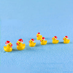 10pcs Mini Christmas Hat Yellow Duck Micro Landscape Ornament