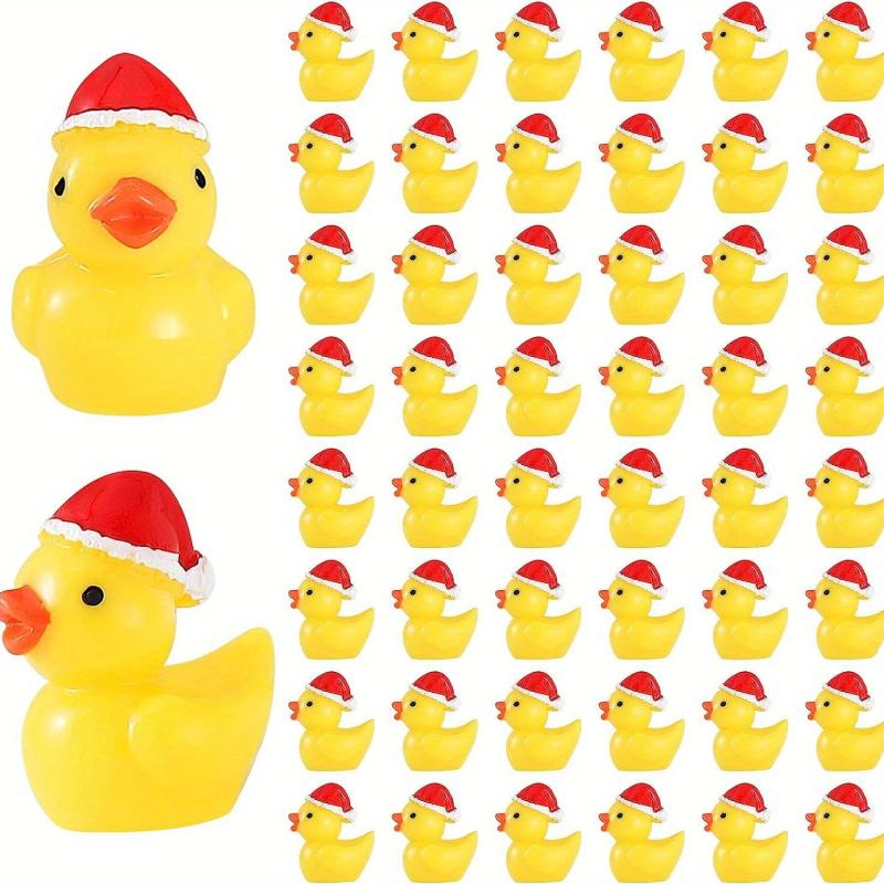 10pcs Mini Christmas Hat Yellow Duck Micro Landscape Ornament
