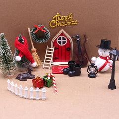 Wood Elf Door Christmas Decoration Mini Fairy Scene Props