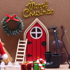 Wood Elf Door Christmas Decoration Mini Fairy Scene Props