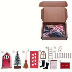 Wood Elf Door Christmas Decoration Mini Fairy Scene Props