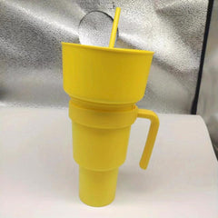Popcorn Drink Cup Snack Cup with Handle Straw, Home Cinema Supplies