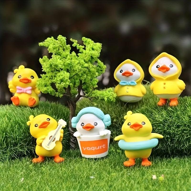 3pcs Yellow Ducks PVC Cartoon Toys Ornaments For Kids Christmas Birthday Gift